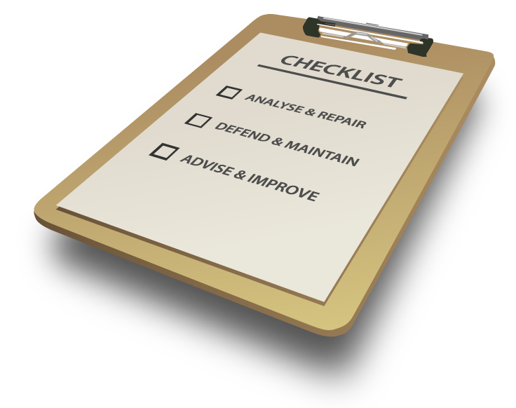 Wordpress repair, maintain checklist clipboard