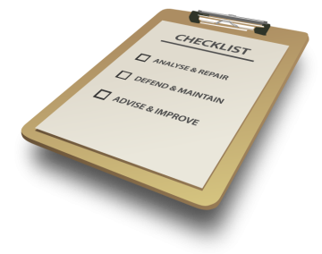 Wordpress repair, maintain checklist clipboard